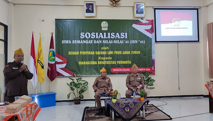 LVRI Jawa Timur Sosialisasikan Jiwa, Semangat, dan Nilai-Nilai 45 kepada Mahasiswa Universitas Yudharta Pasuruan
